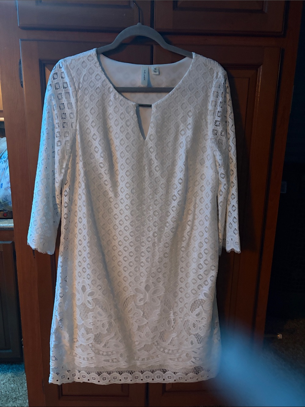 Tacera White Crochet Lace Tunic Dress